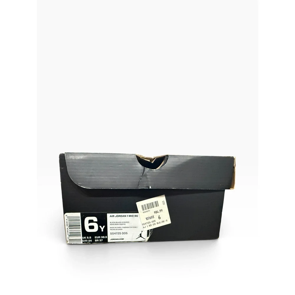 Air Jordan 1 Mid GS Youth 6Y Gym Red Black 554725-005 Worn Once